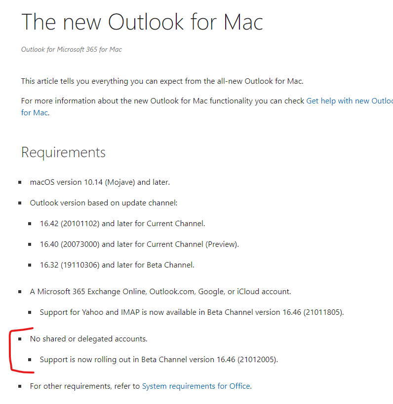 updating version of outlook for mac